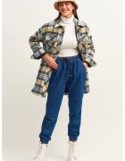 OXXO Pantaloni de bumbac cu talie inalta - Albastru