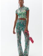 OXXO Pantaloni din plasa cu talie inalta - Visiniu/Roz pastel/Verde aquamarin