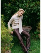 OXXO Pantaloni drepti de piele ecologica acu aspect piele de crocodil - Maro inchis