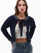OXXO Pulover crop cu aspect 2-In-1 si torsade - Bleumarin