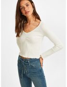 OXXO Pulover crop tricotat fin - Alb