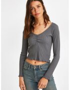 OXXO Pulover crop tricotat fin - Gri inchis