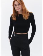 OXXO Pulover crop tricotat fin - Negru