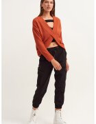 OXXO Pulover cu decolteu in V si model rasucit - Coral