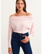 OXXO Pulover cu decolteu pe umeri si model uni - Roz deschis