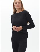 OXXO Pulover cu maneci cazute si aspect stralucitor - Negru