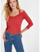 OXXO Pulover slim fit cu decolteu pe umeri si maneci 3/4 - Coral