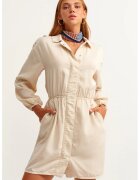 OXXO Rochie-camasa cu maneci lungi - Alb fildes
