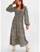 OXXO Rochie cu imprimeu floral si decolteu patrat - Alb/Negru