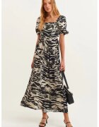 OXXO Rochie cu maneci bufante si model - Negru/Bej deschis