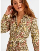 OXXO Rochie cu model floral si terminatie asimetrica - Rosu/Galben/Kaki