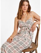 OXXO Rochie cu model in carouri si slituri laterale - Rosu/Alb fildes/Bleumarin