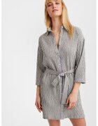 OXXO Rochie cu model in dungi si cordon in talie - Alb/Gri deschis