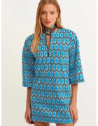 OXXO Rochie dreapta cu fenta scurta cu fermoar Jakzipel - Alb/Albastru pastel/Negru