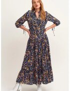 OXXO Rochie maxi cu garnituri cu volane si model - Maro/Violet/Albastru