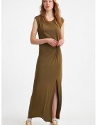 OXXO Rochie maxi cu slit lateral si fronseuri - Verde masliniu