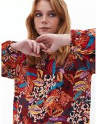 OXXO Rochie midi cu imprimeu floral - Maro cognac/Portocaliu/Albastru