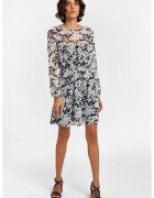 OXXO Rochie mini cu model floral si maneci semitransparente - Alb/Negru/Transparent