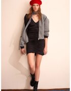 OXXO Rochie scurta cambrata cu fronseu - Negru