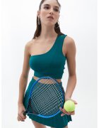 OXXO Top crop cu decolteu pe un umar - Verde englez