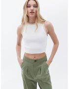 OXXO Top crop cu detalii stralucitoare - Alb optic