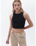 OXXO Top crop cu detalii stralucitoare - Negru