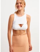 OXXO Top crop cu detaliu decupat - Alb optic