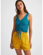 OXXO Top crop cu fronseuri frontale - Albastru petrol
