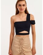 OXXO Top crop cu prindere cu snururi la terminatie - Negru