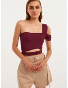 OXXO Top crop cu prindere cu snururi la terminatie - Violet pruna