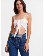 OXXO Top crop cu prinderi frontale - Roz pal