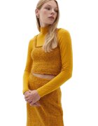 OXXO Top crop din tricot cu guler patrat - Galben sofran