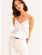 OXXO Top de bumbac cu broderie Sangallo - Alb optic