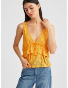 OXXO Top de dantela cu volane - Galben sofran