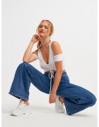 OXXO Top slim-fit cu fronseu - Alb
