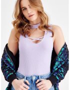 OXXO Top slim fit cu model uni - Violet deschis