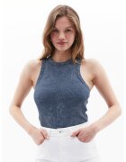 OXXO Top slim fit striat - Albastru inchis