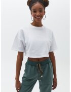 OXXO Tricou crop cu maneci cazute - Alb