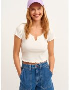 OXXO Tricou crop cu model uni Pevnewyak - Alb