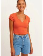 OXXO Tricou crop cu model uni Pevnewyak - Portocaliu stins