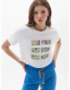 OXXO Tricou crop lejer cu imprimeu - Alb