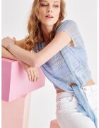 OXXO Tricou cu design cu perforatii - Albastru pastel
