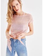 OXXO Tricou cu design cu perforatii - Roz pastel