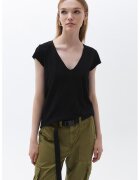 OXXO Tricou de bumbac cu decolteu in V - Negru