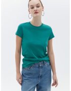 OXXO Tricou de bumbac cu decolteu la baza gatului - Verde aquamarin
