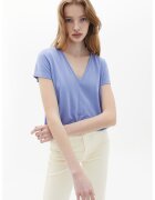 OXXO Tricou lejer din amestec de modal cu decolteu in V - Albastru prafuit