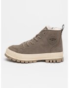 Palladium Boxanci de piele intoarsa cu garnitura de blana sintetica - Grej