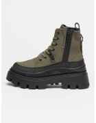 Palladium Ghete cu aspect masiv si varf patrat - Negru/Verde fistic