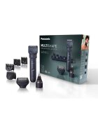 Panasonic Aparat de tuns barba si parul MultiSHAPE XSHAPE PACK 1 - cap aparat de ras umed/uscat cu 3lame - cap trimmer nas/urechi/fata - acumulator Li-Ion cu autonomie 70min - quick charge 1H - cap tundere cu 58 de setări de lungime - Negru