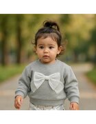 Panco Bluza groasa cu maneca lunga si fundita din tull - - Little Ballerina - Gri Melanje - pentru fetite - Gri